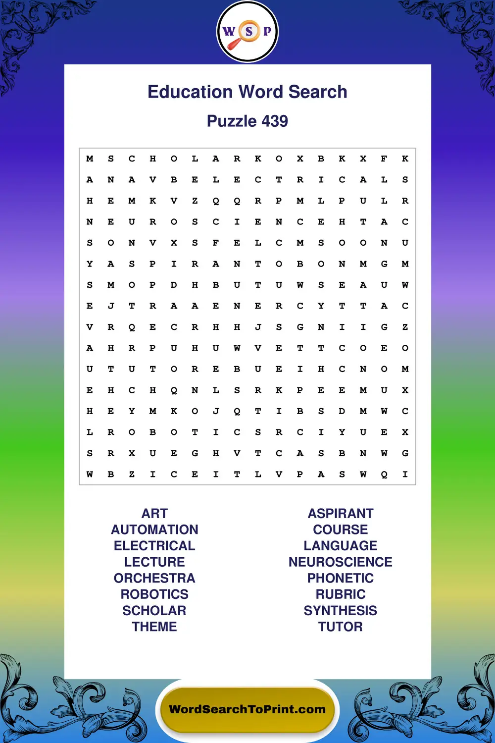 Education Word Search Puzzle 439