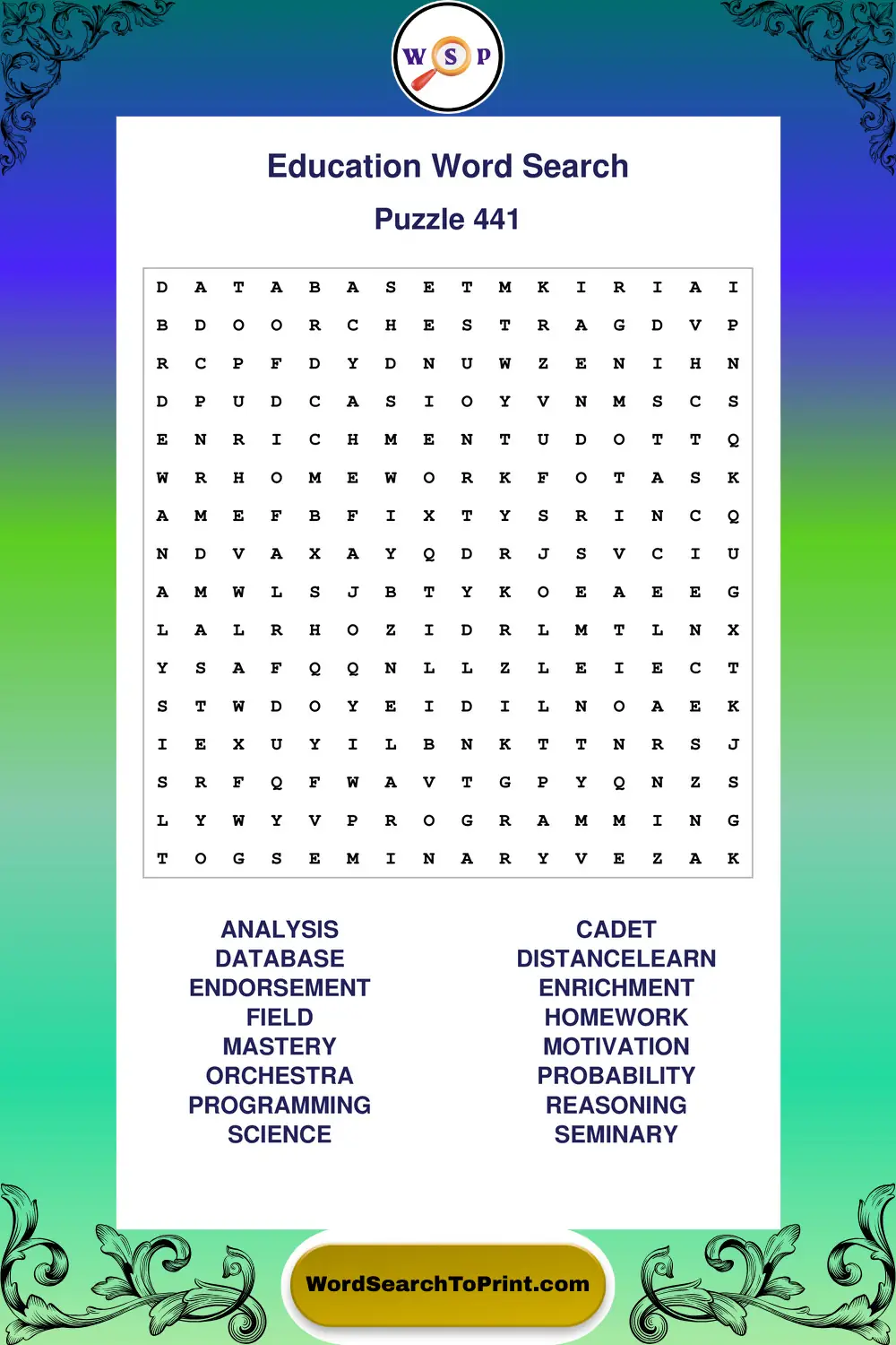 Education Word Search Puzzle 441