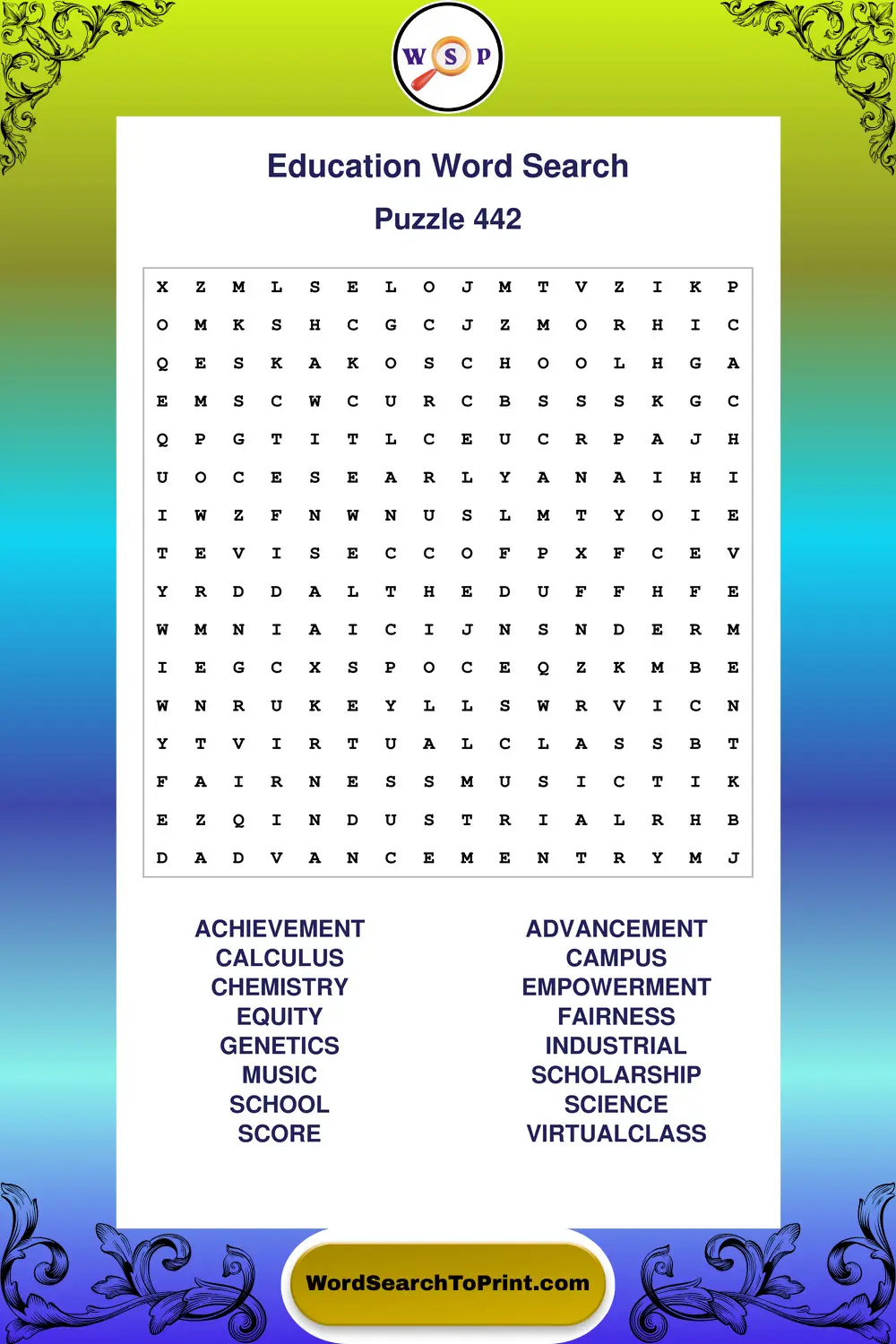 Education Word Search Puzzle 442