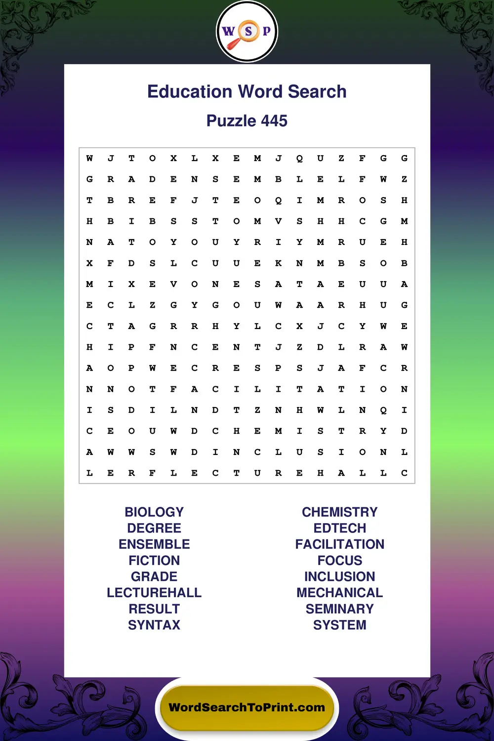 Education Word Search Puzzle 445