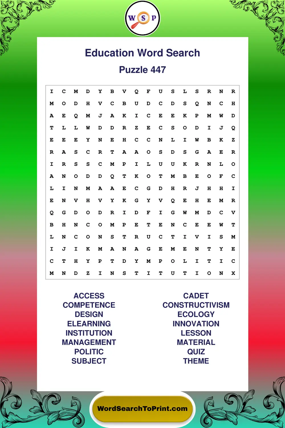 Education Word Search Puzzle 447