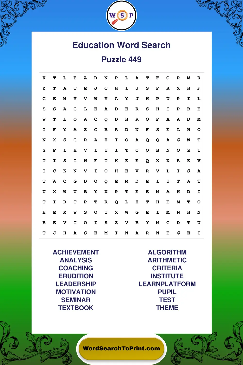 Education Word Search Puzzle 449