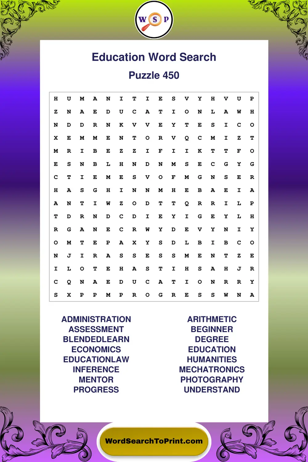 Education Word Search Puzzle 450