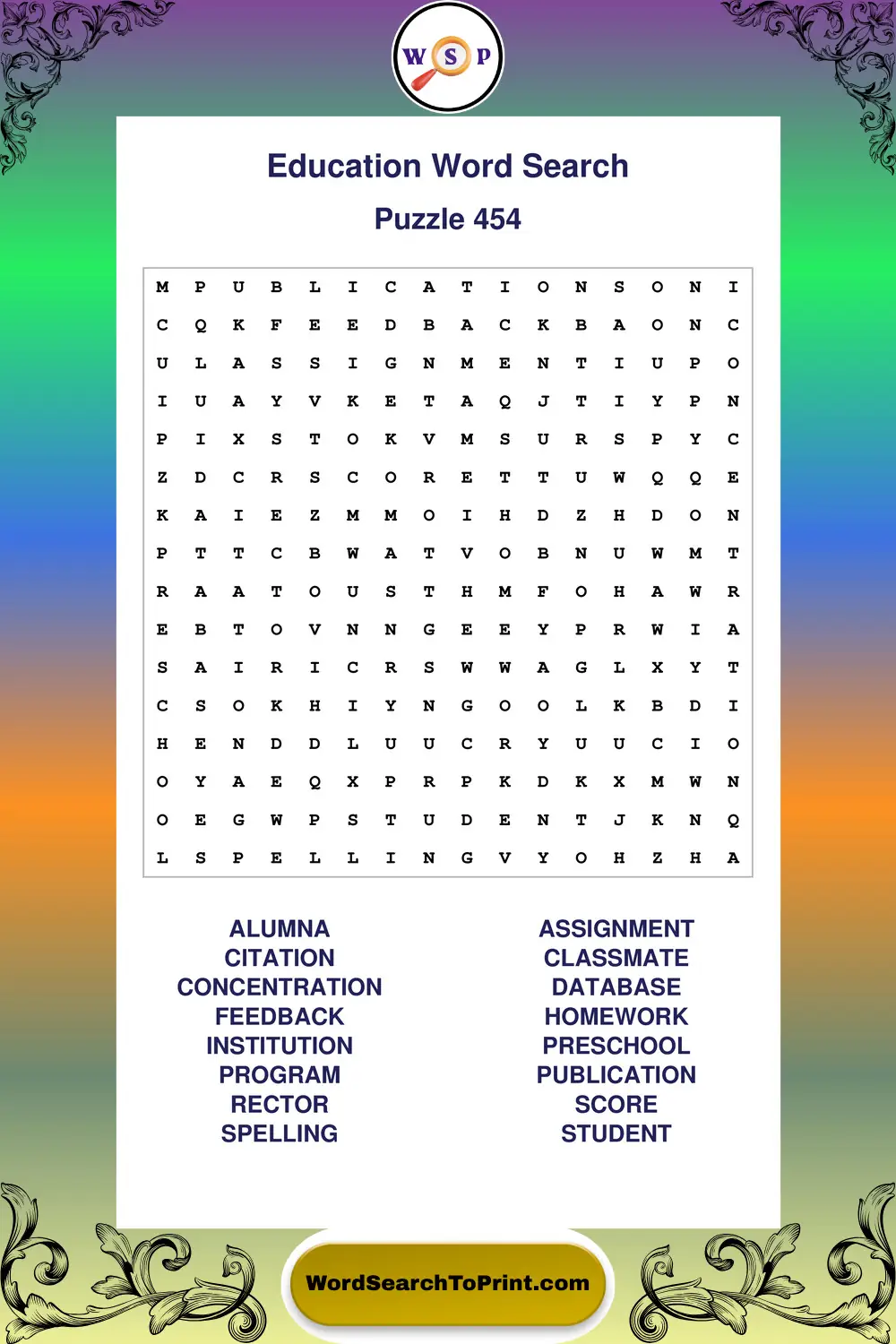 Education Word Search Puzzle 454