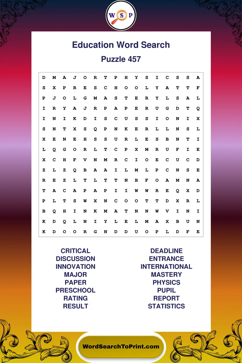 Education Word Search Puzzle 457