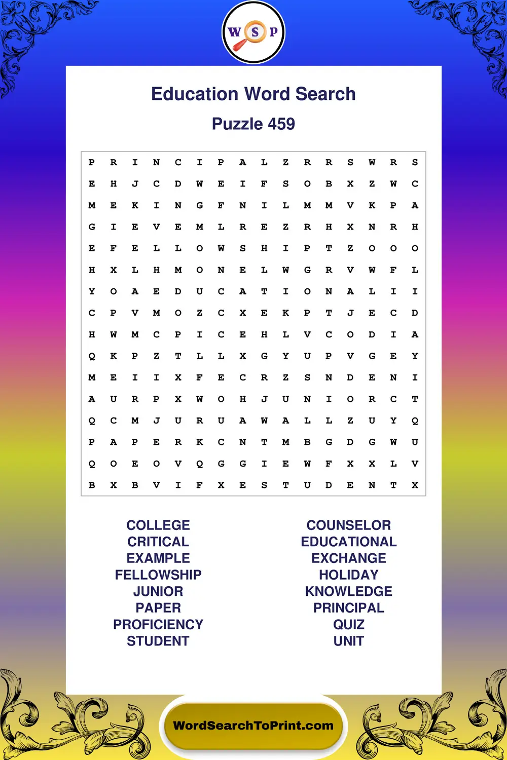 Education Word Search Puzzle 459