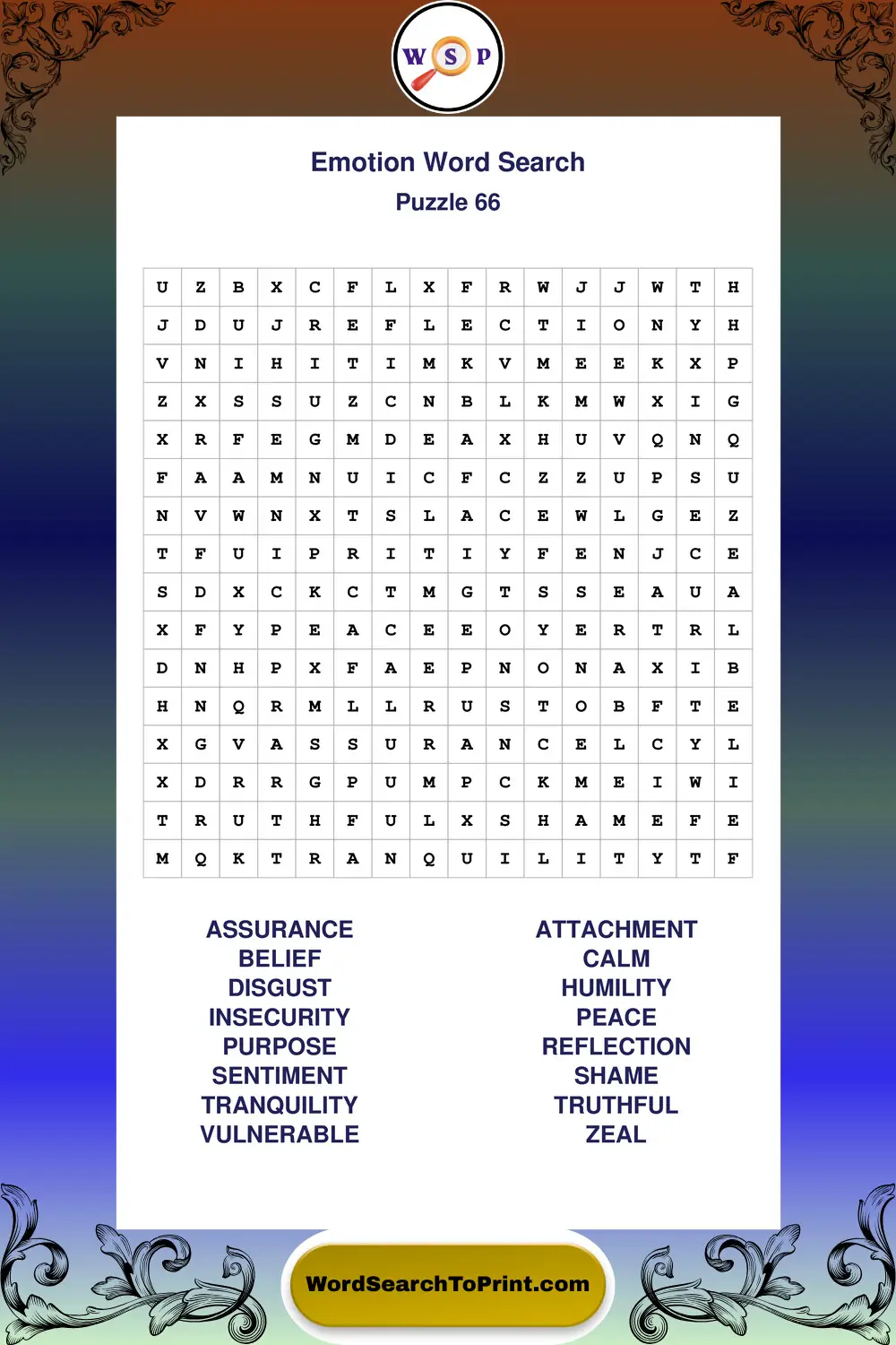 Emotion Word Search Puzzle 66