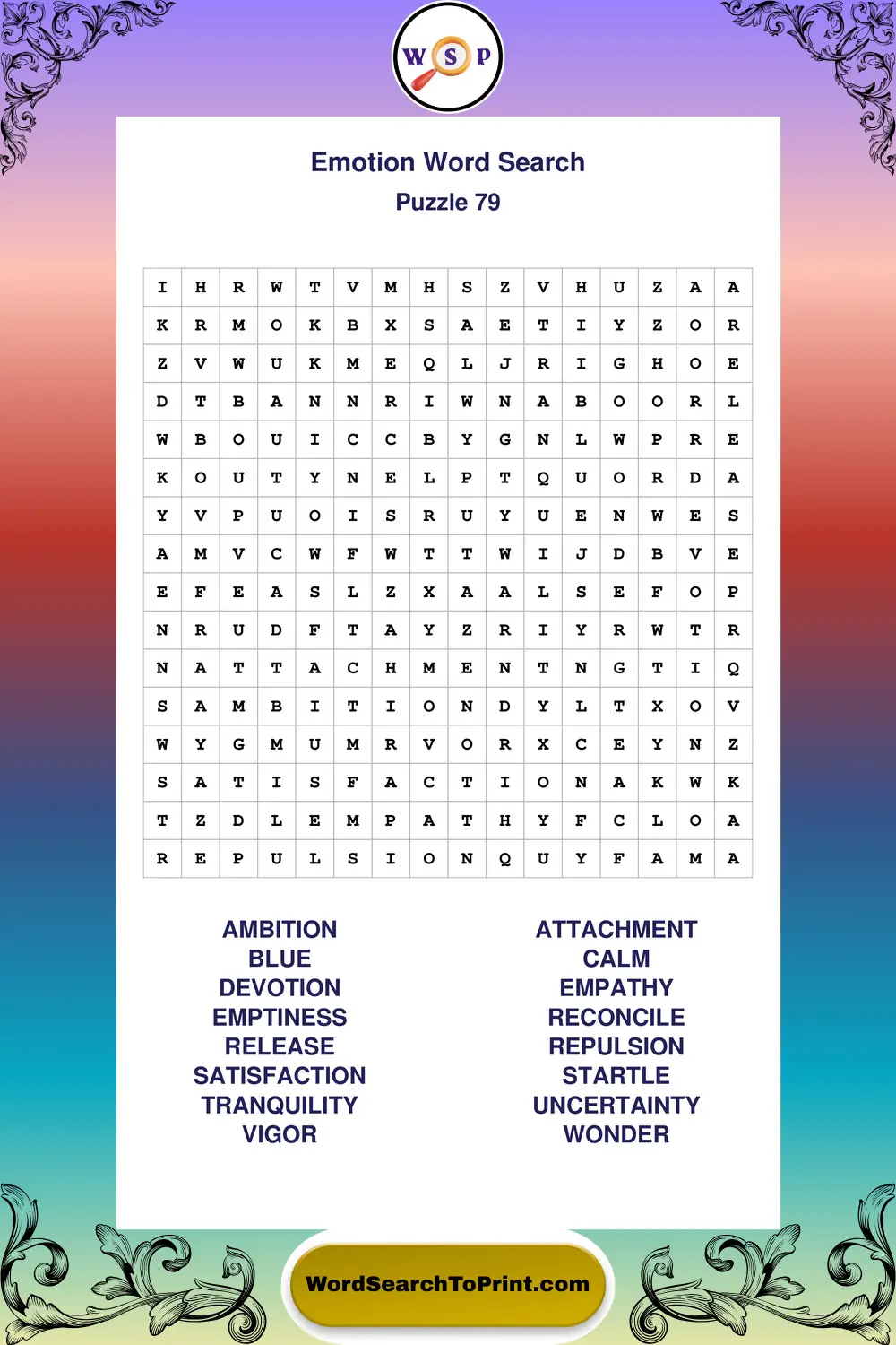 Emotion Word Search Puzzle 79
