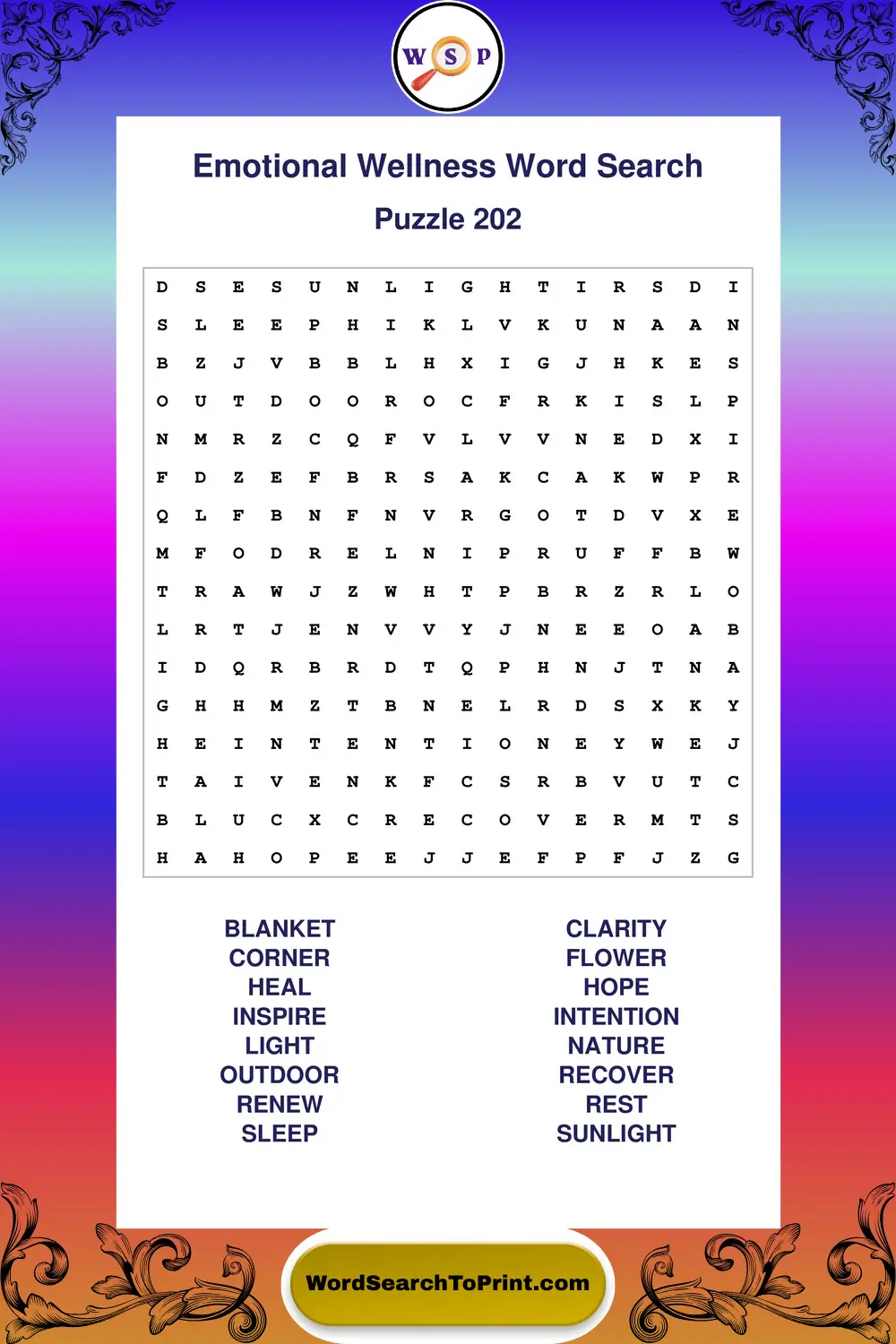 Emotional Wellness Word Search Puzzle 202