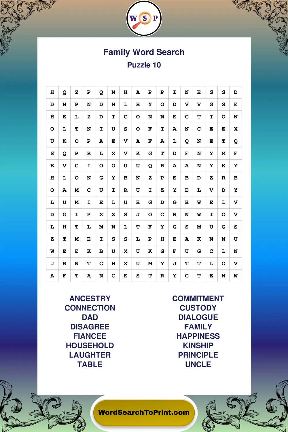 Family Word Search Puzzle 10