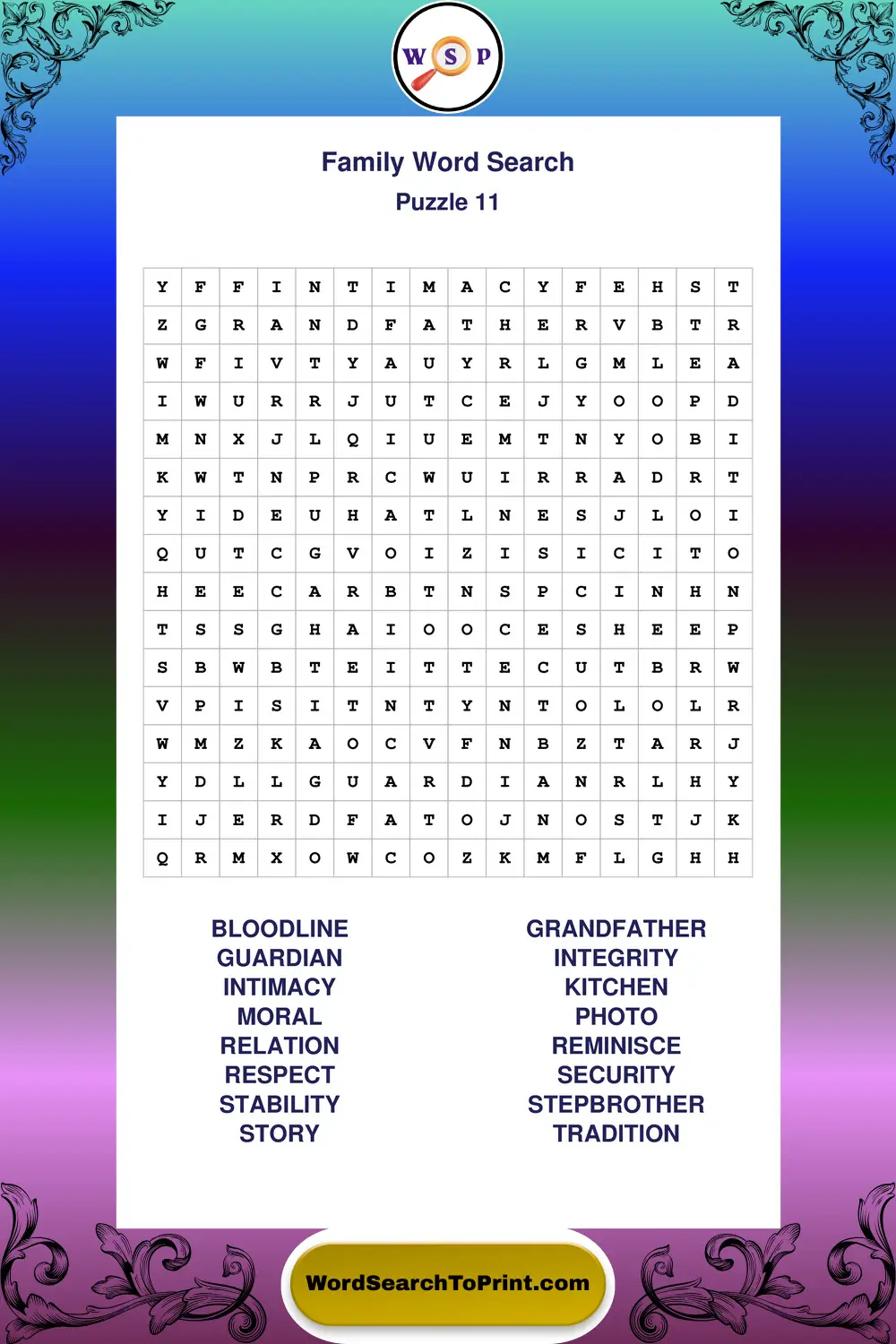 Family Word Search Puzzle 11