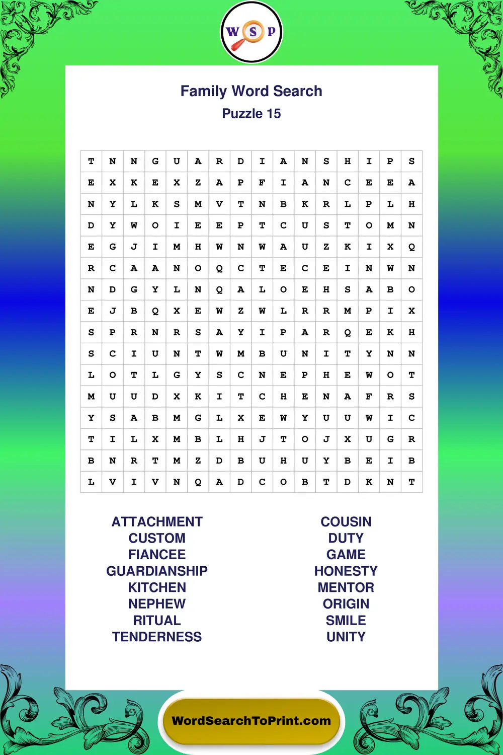 Family Word Search Puzzle 15