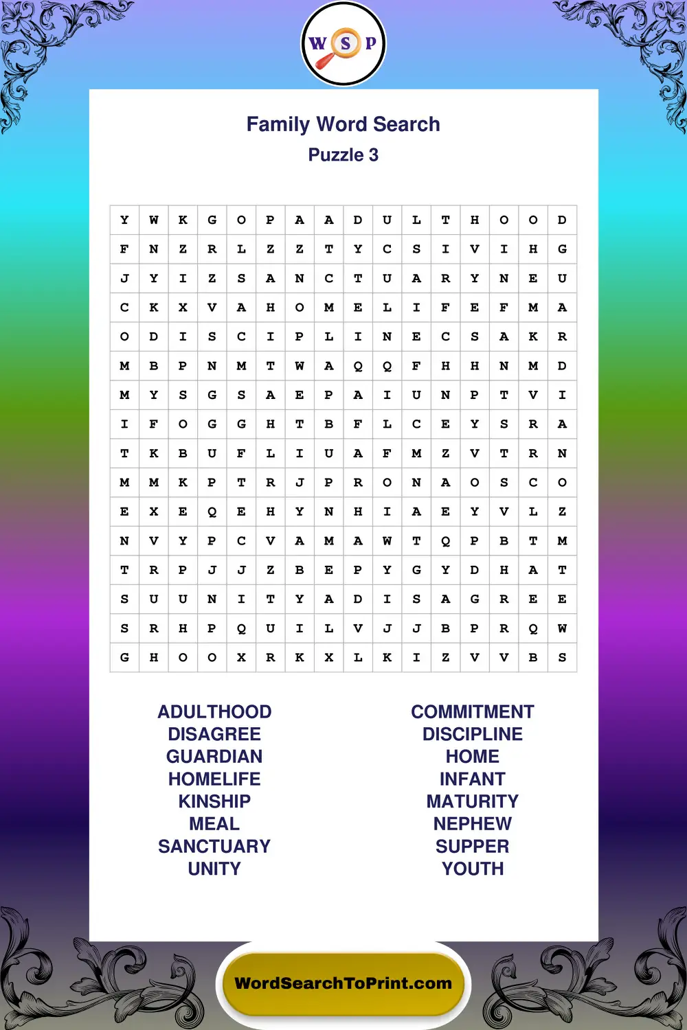 Family Word Search Puzzle 3