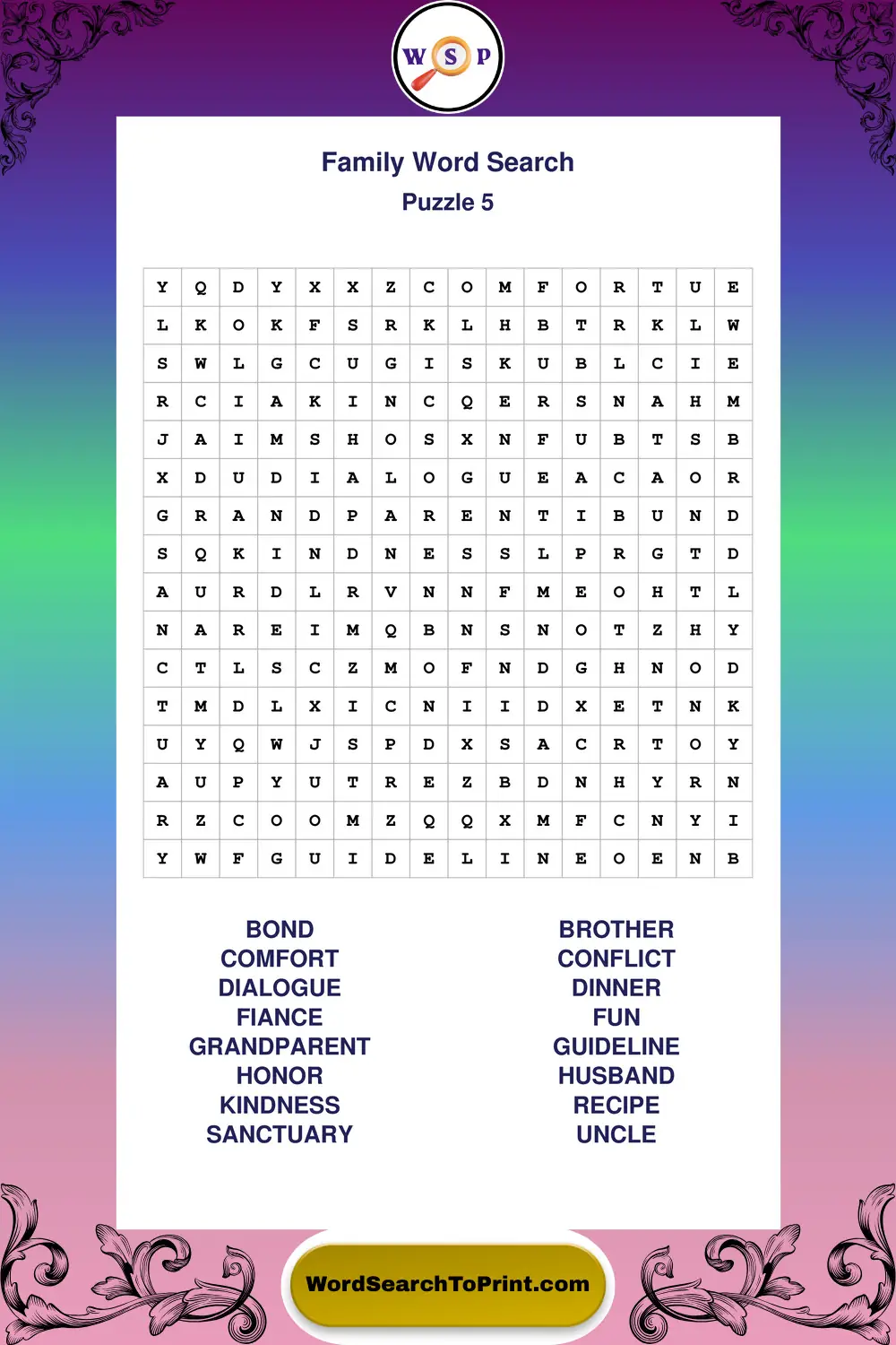 Family Word Search Puzzle 5
