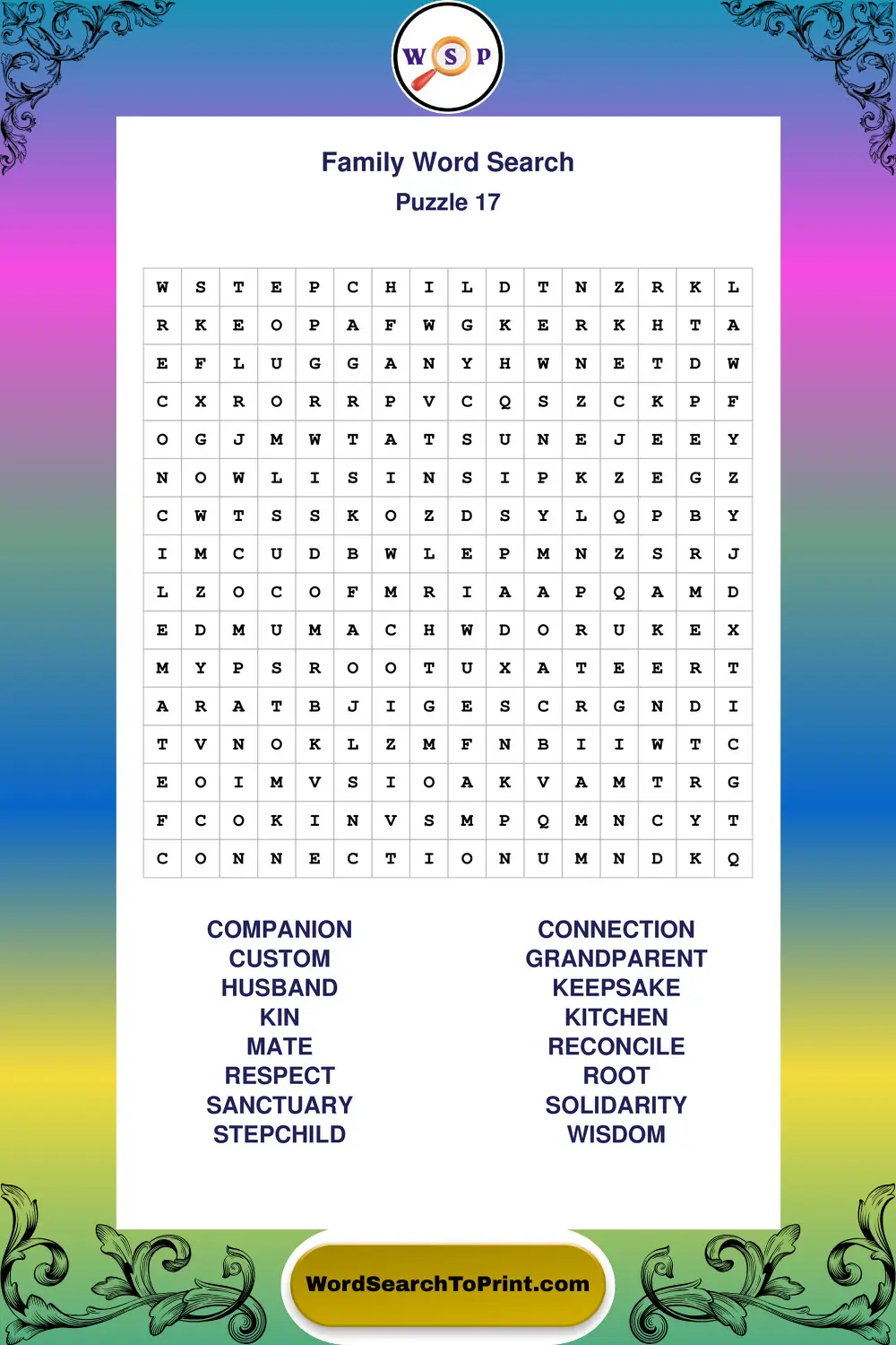 Family Word Search Puzzle 17