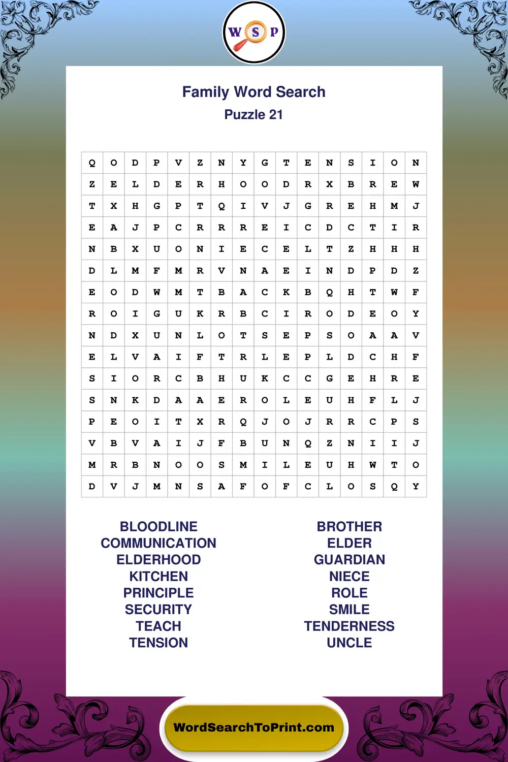 Family Word Search Puzzle 21