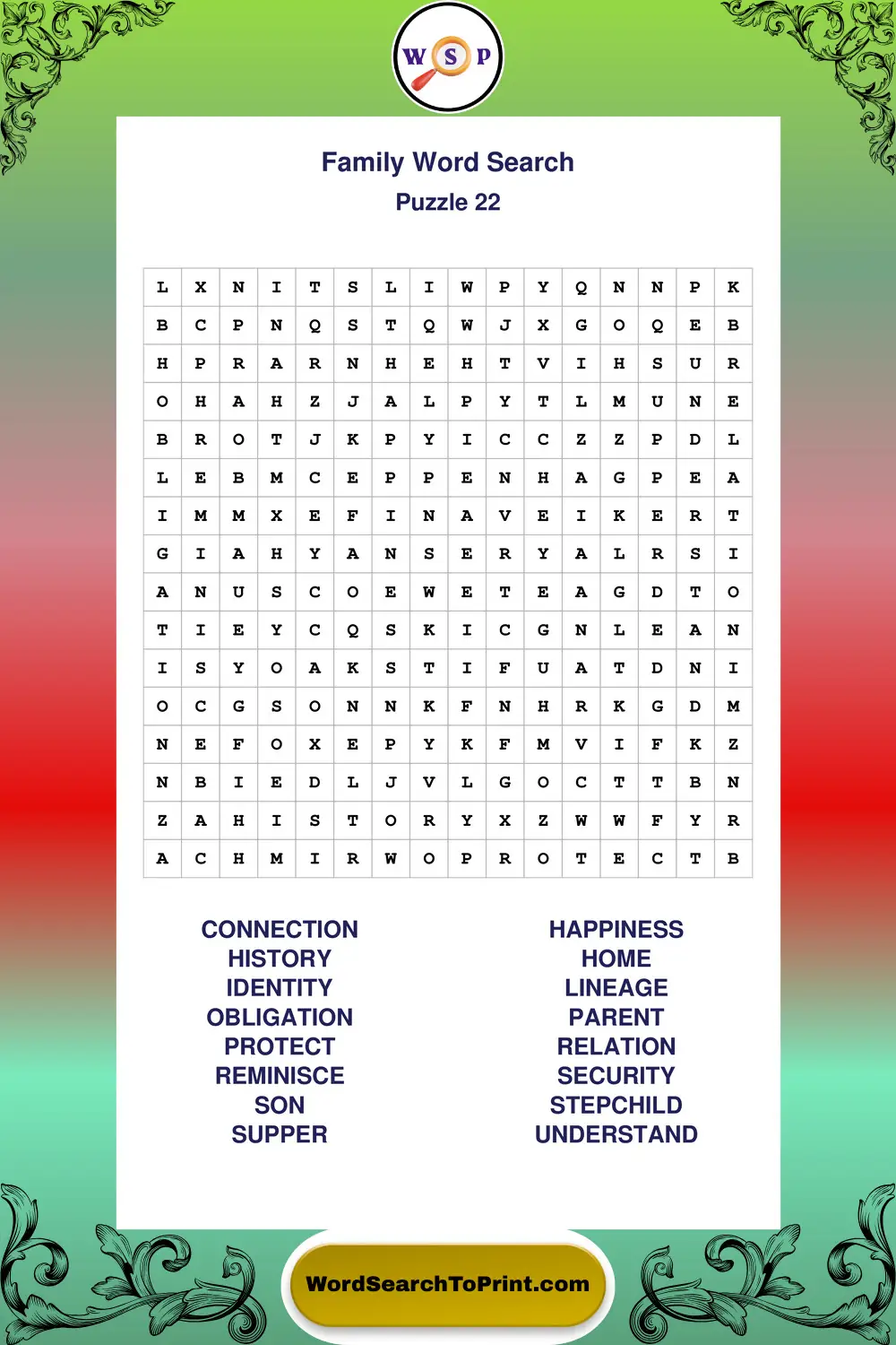 Family Word Search Puzzle 22