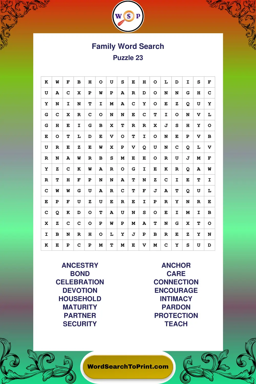 Family Word Search Puzzle 23