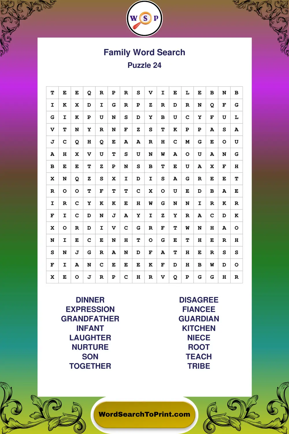 Family Word Search Puzzle 24
