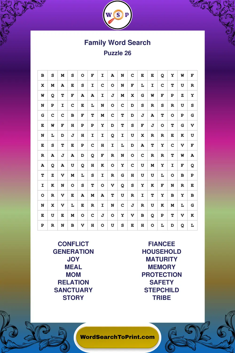 Family Word Search Puzzle 26