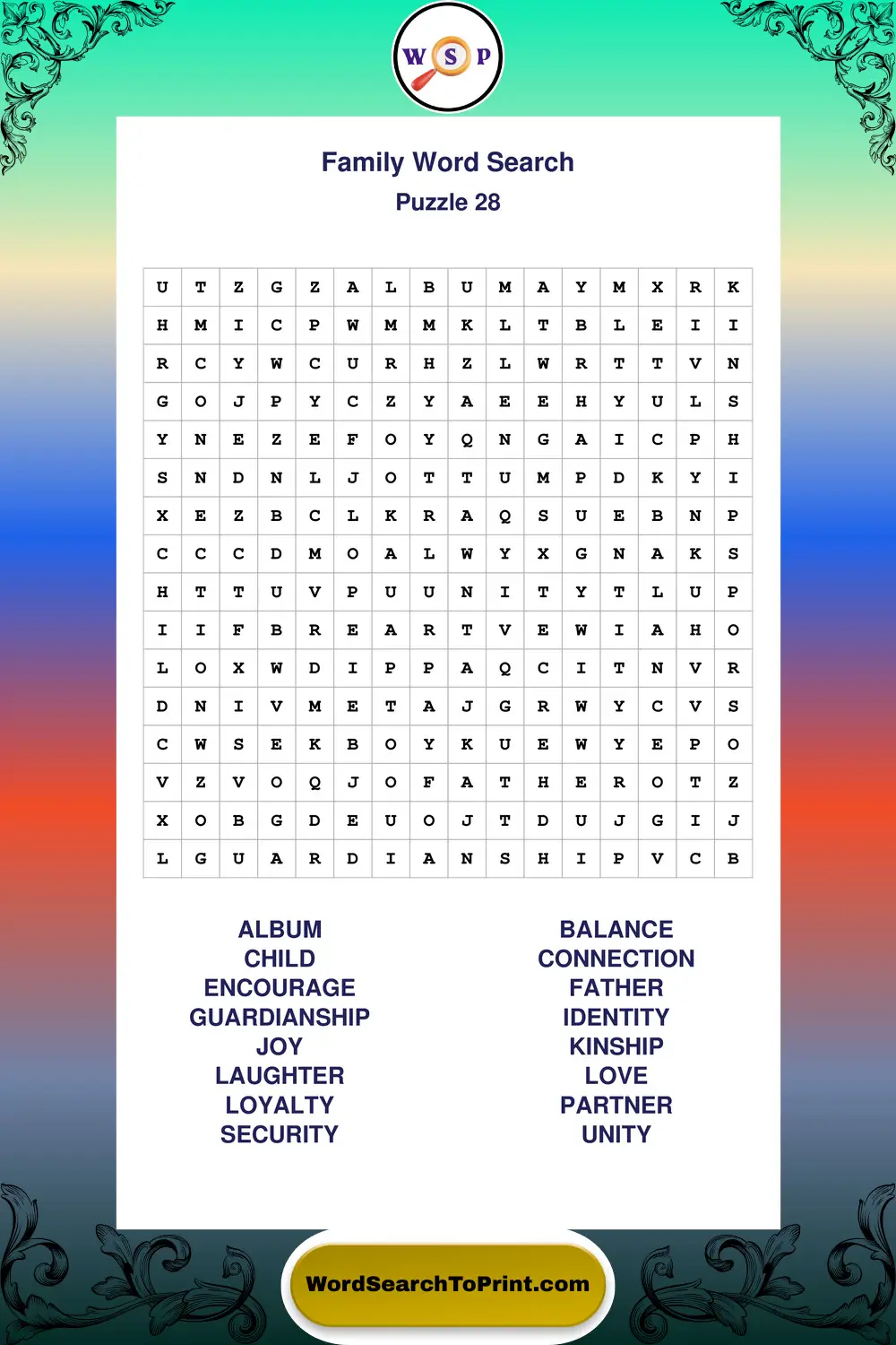 Family Word Search Puzzle 28