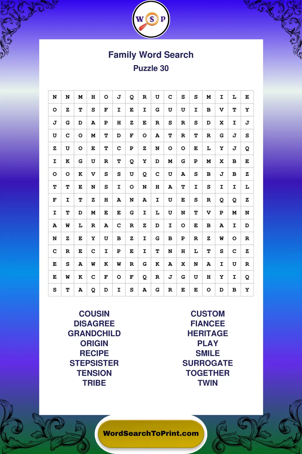 Family Word Search Puzzle 30