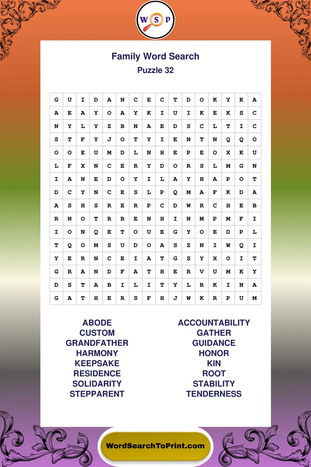 Family Word Search Puzzle 32