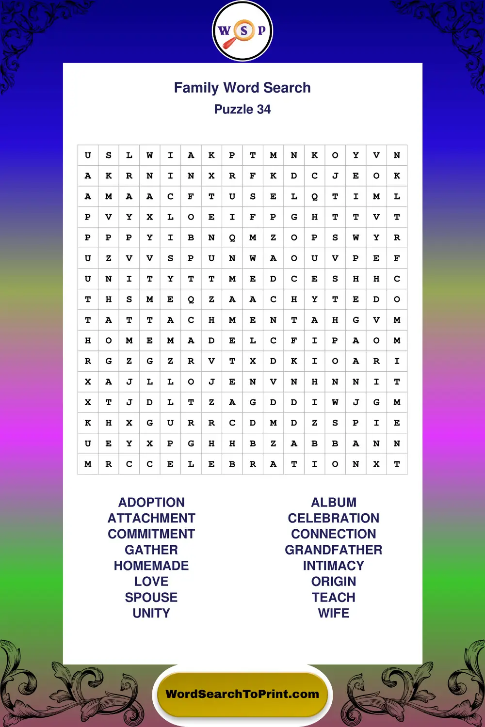Family Word Search Puzzle 34