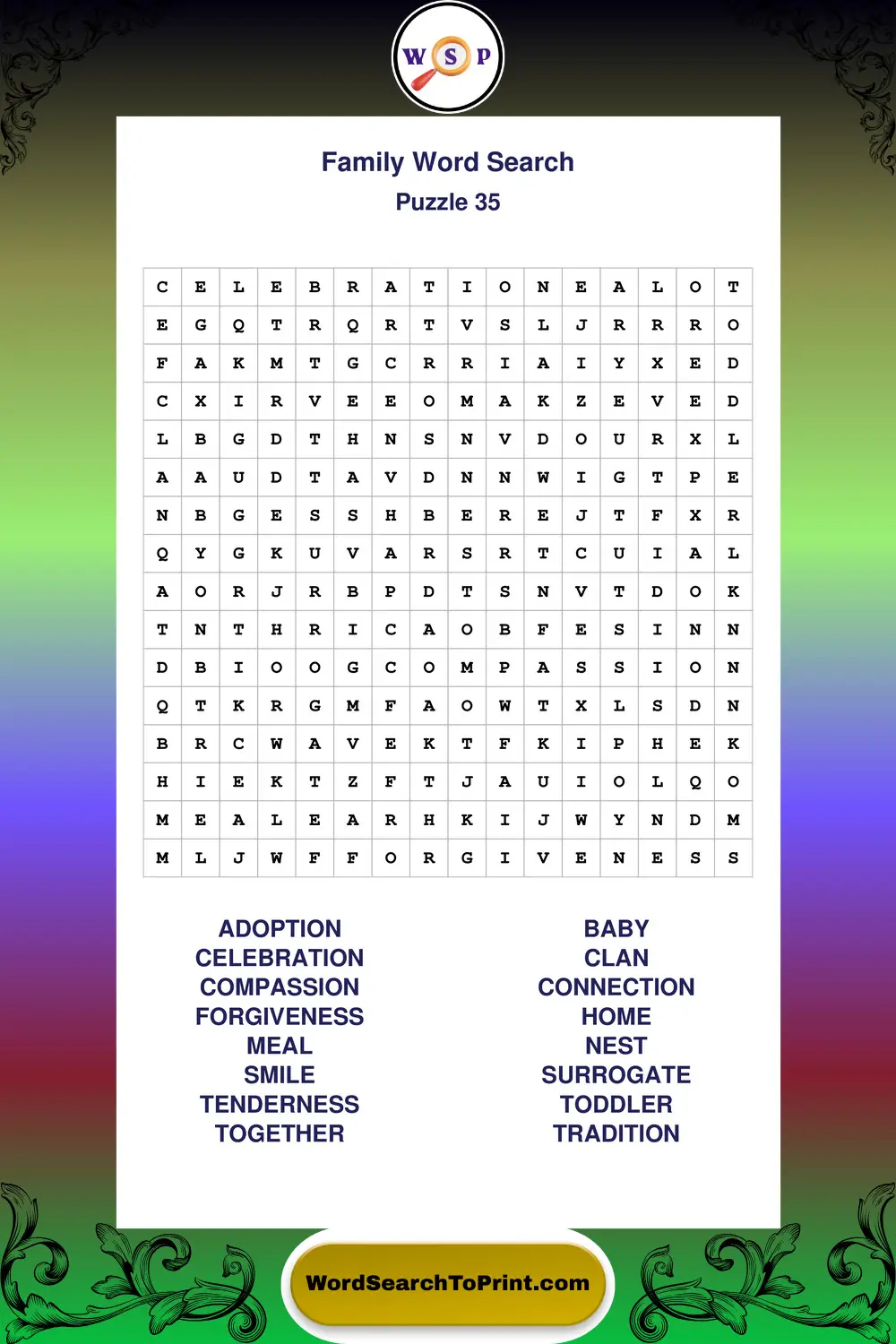 Family Word Search Puzzle 35
