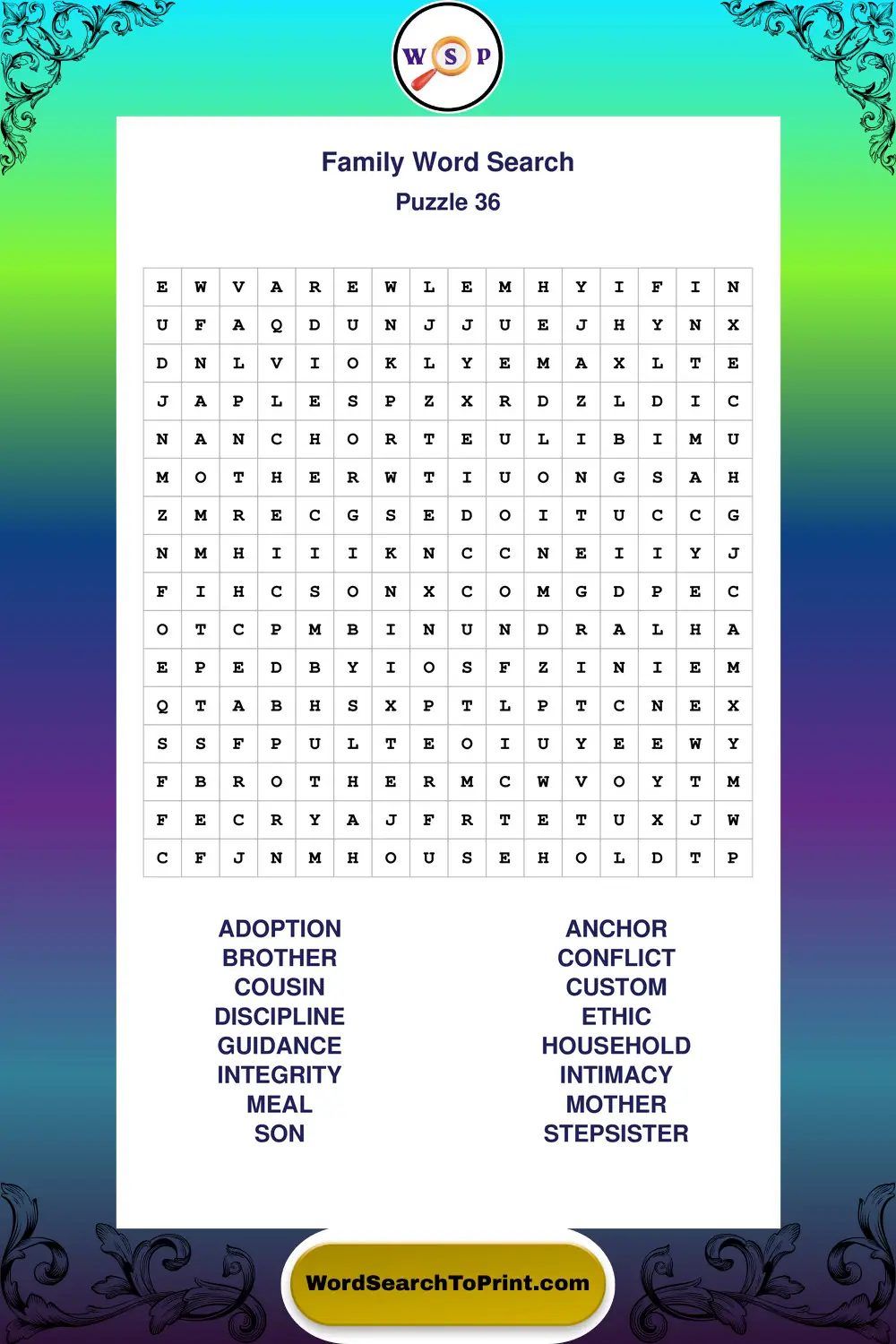 Family Word Search Puzzle 36