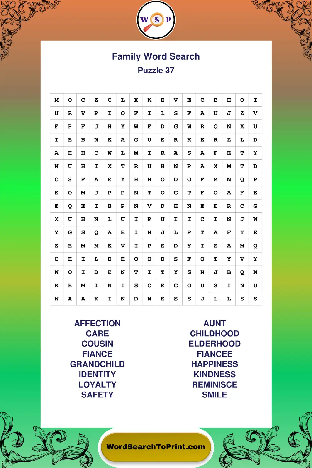 Family Word Search Puzzle 37