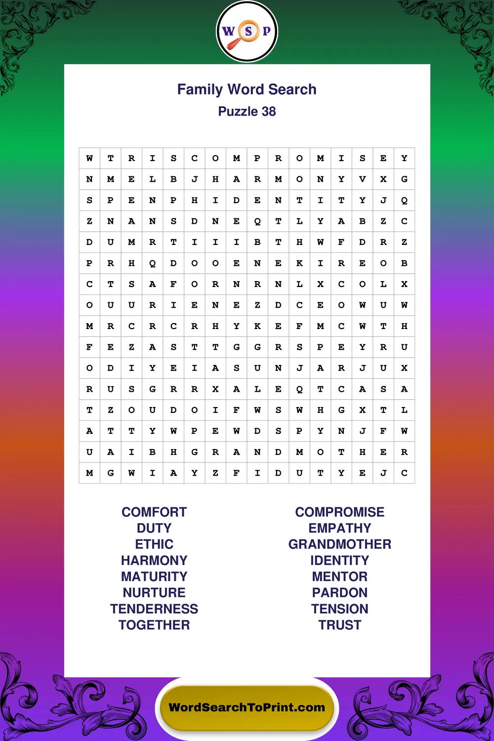 Family Word Search Puzzle 38