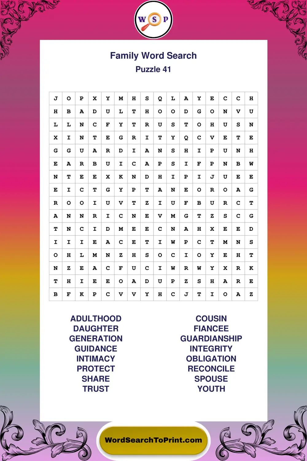 Family Word Search Puzzle 41