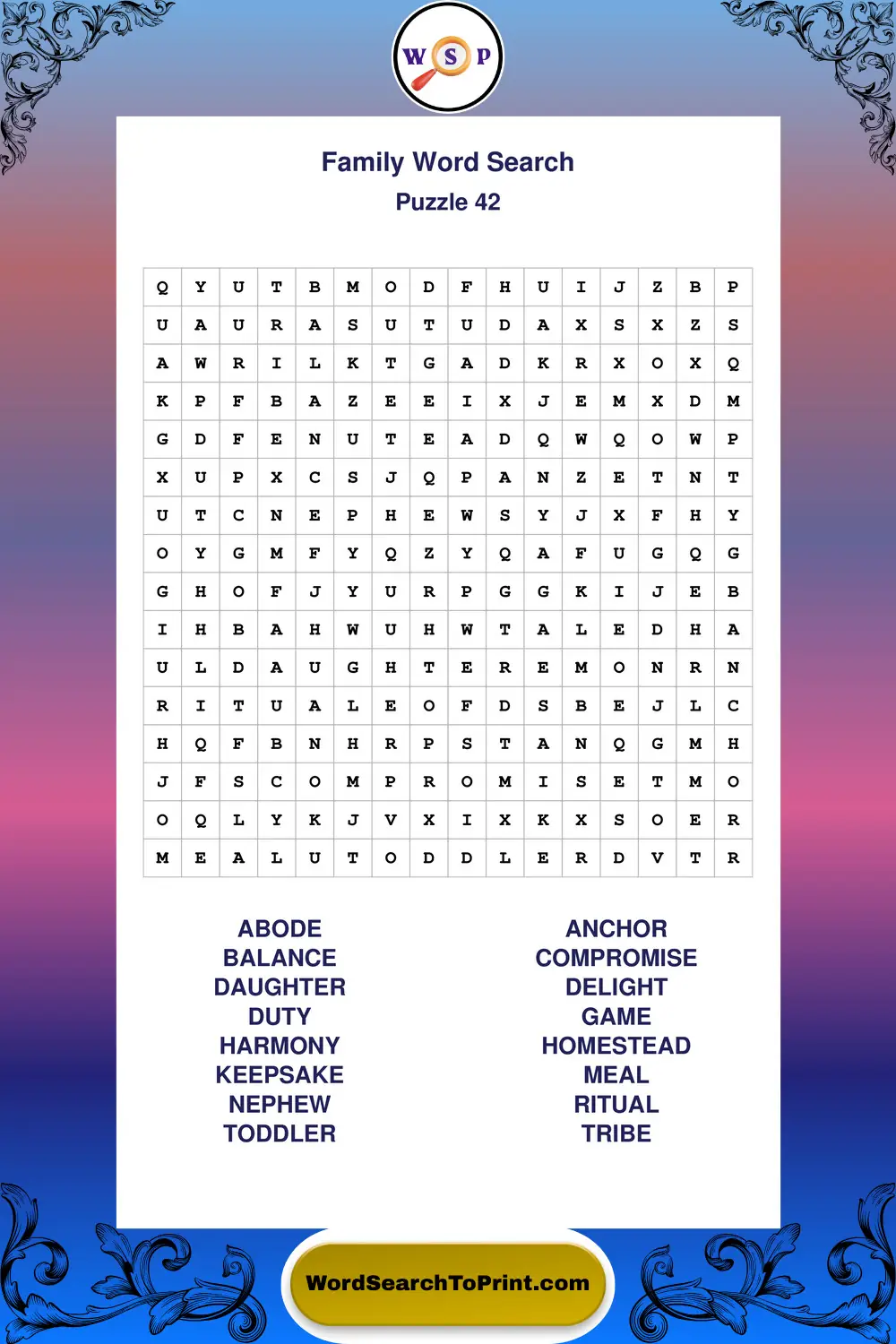 Family Word Search Puzzle 42
