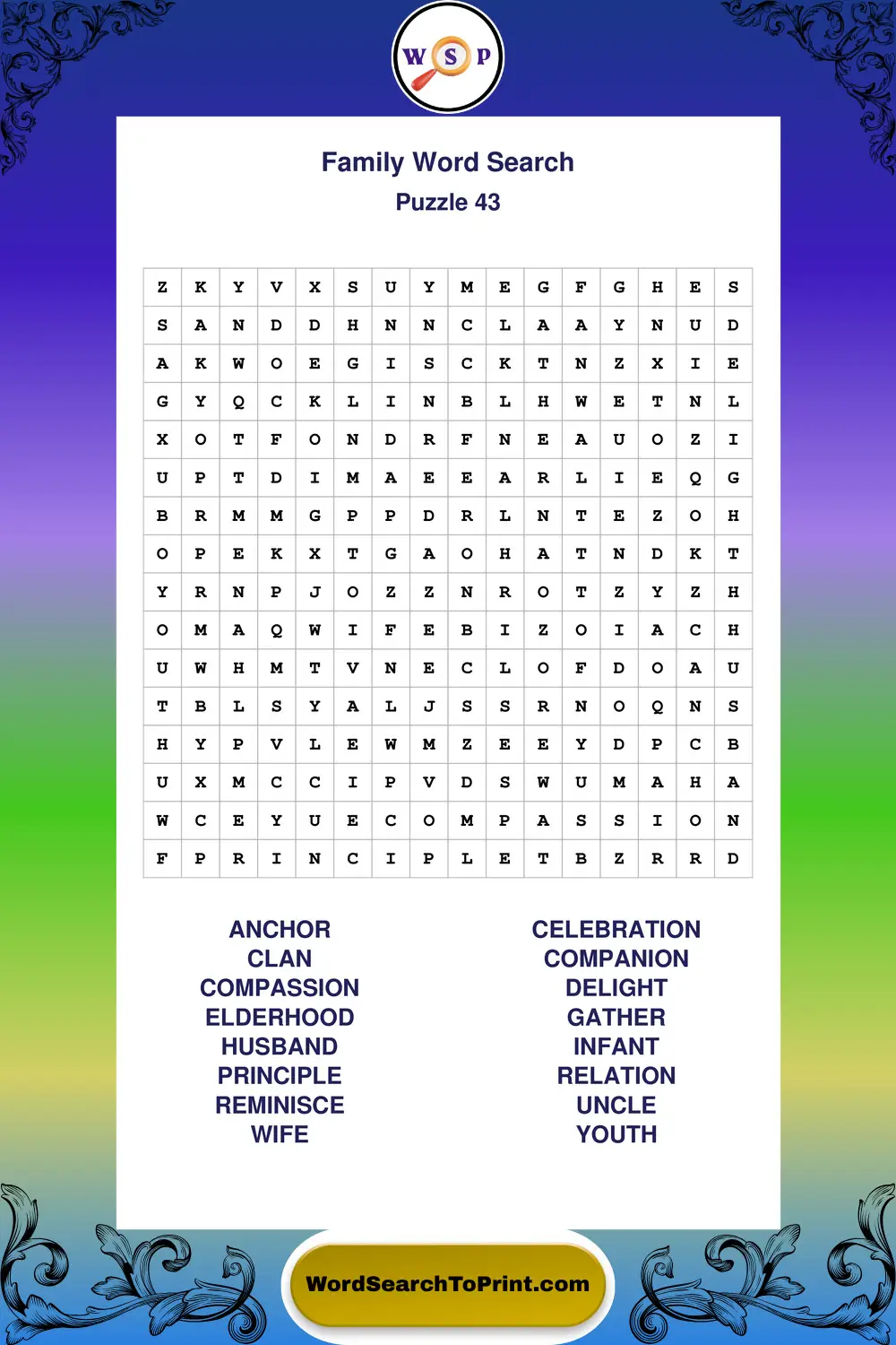 Family Word Search Puzzle 43
