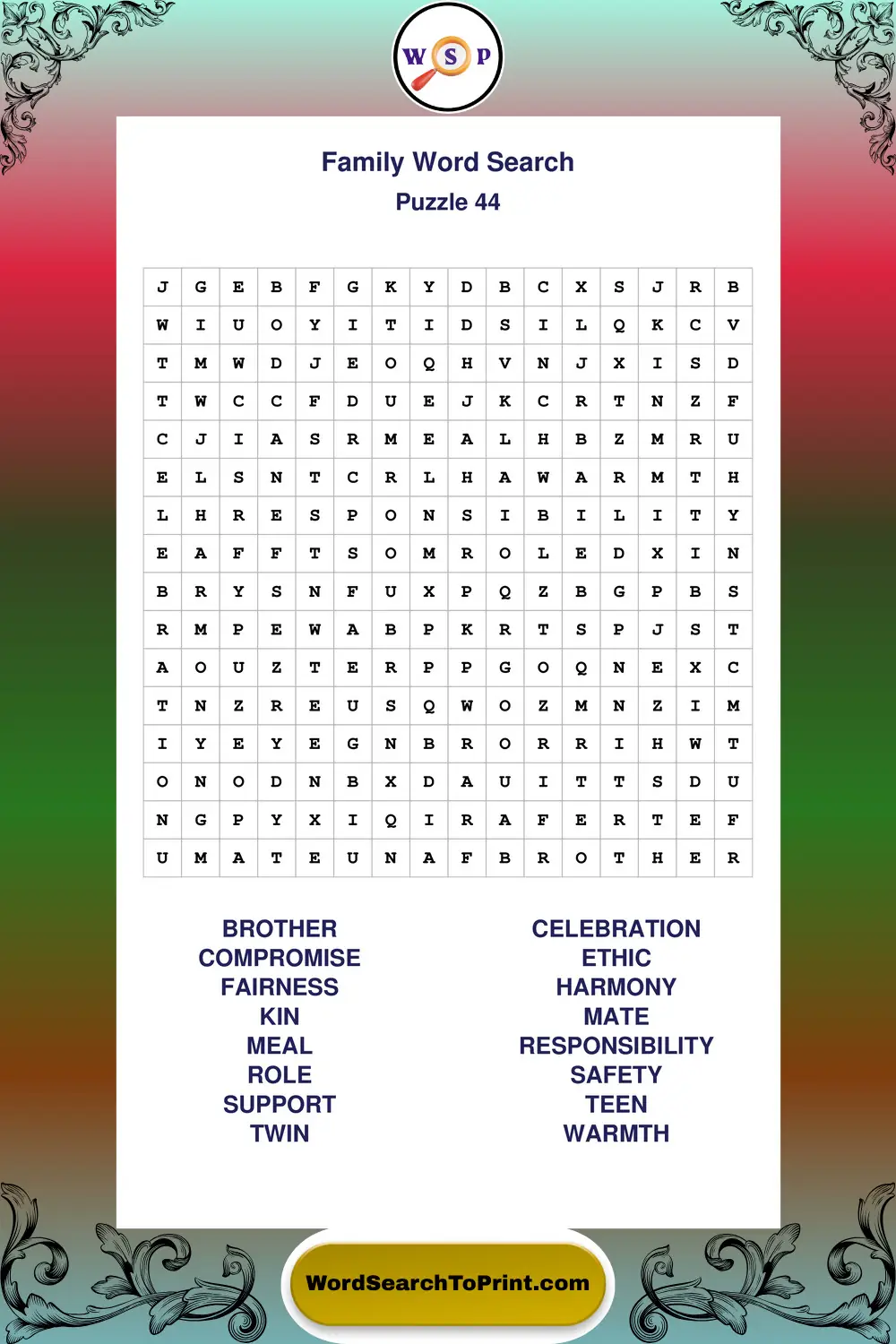Family Word Search Puzzle 44