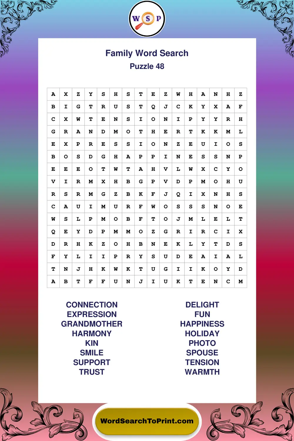 Family Word Search Puzzle 48