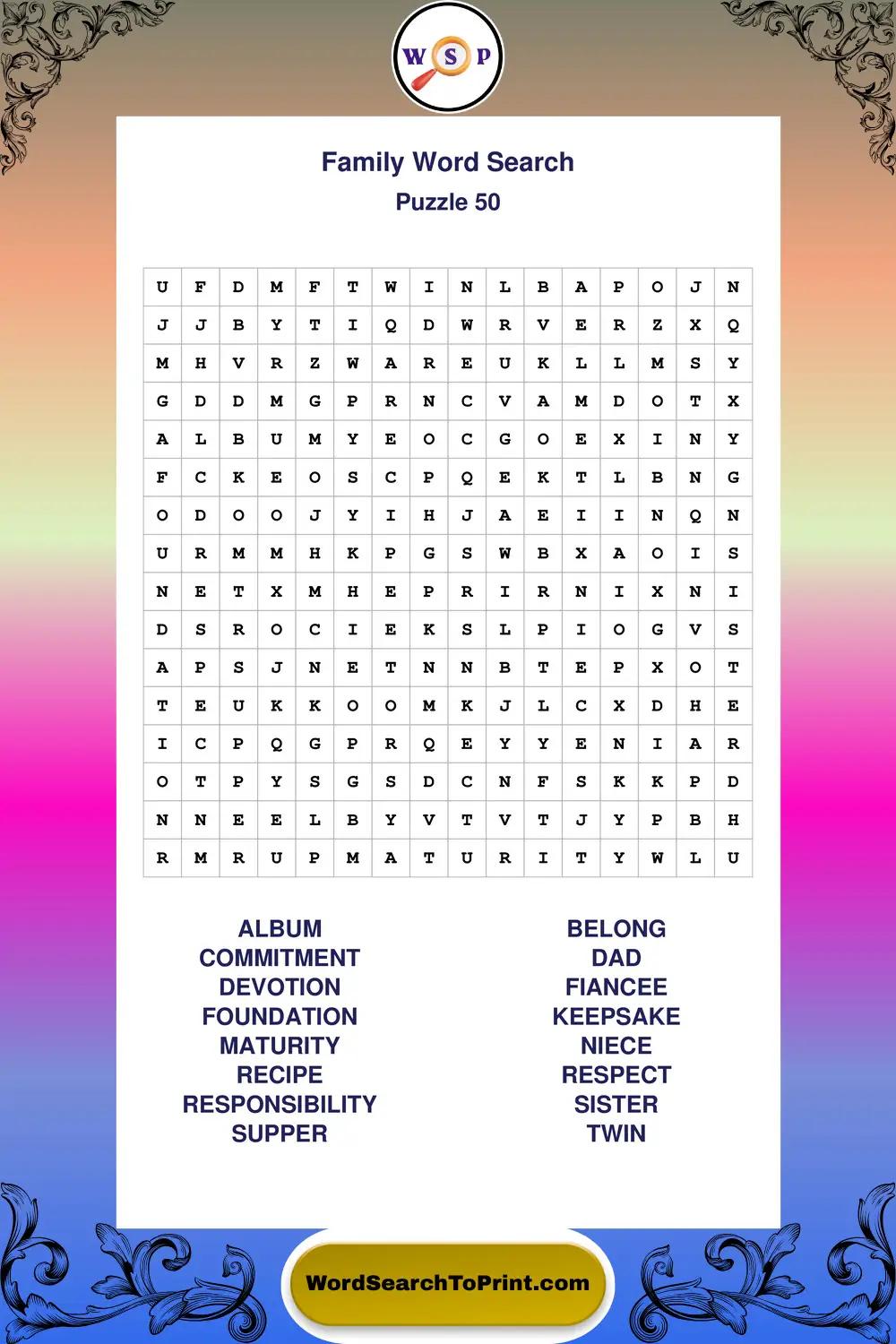 Family Word Search Puzzle 50