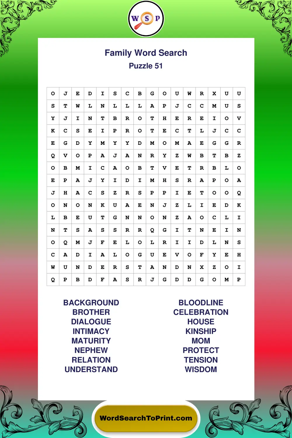 Family Word Search Puzzle 51