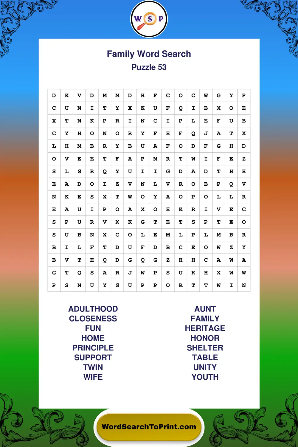 Family Word Search Puzzle 53