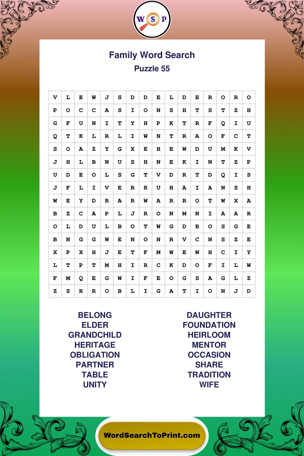 Family Word Search Puzzle 55