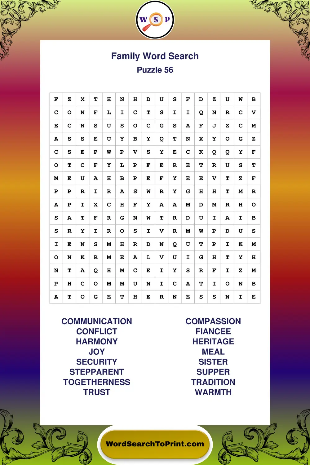 Family Word Search Puzzle 56