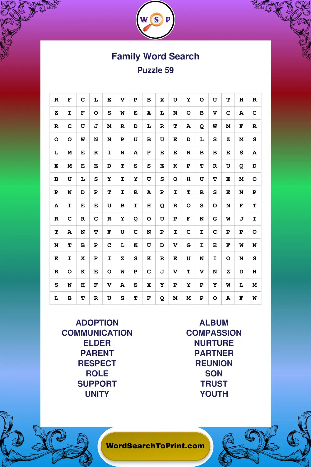 Family Word Search Puzzle 59
