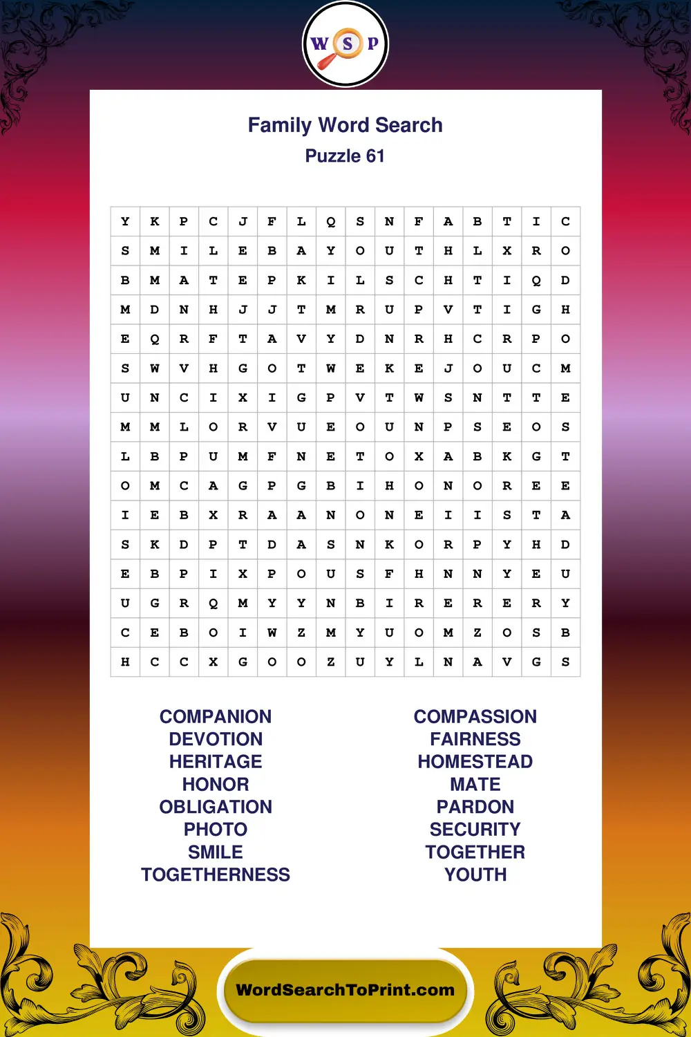 Family Word Search Puzzle 61