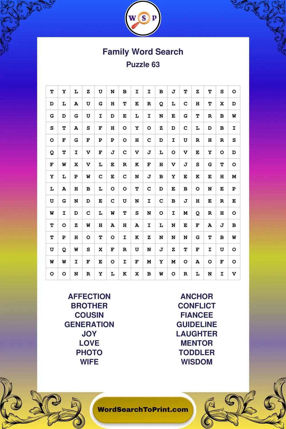 Family Word Search Puzzle 63