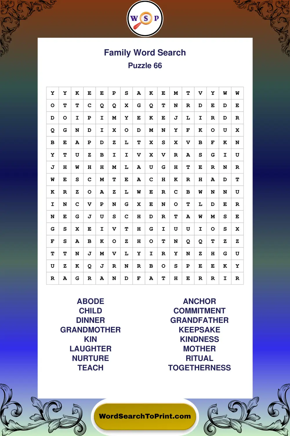Family Word Search Puzzle 66