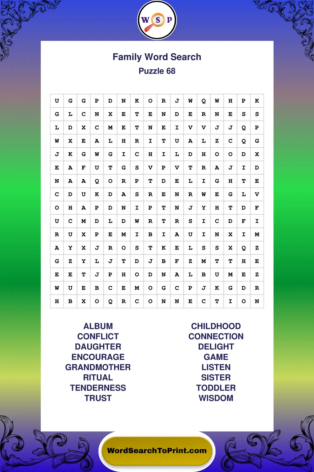 Family Word Search Puzzle 68