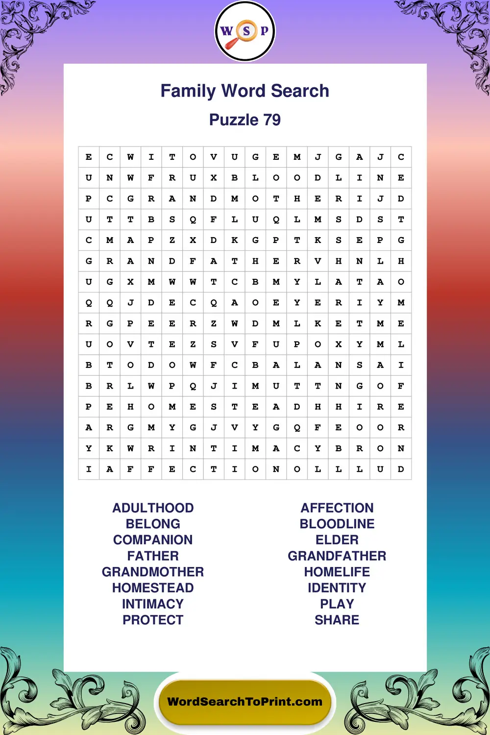 Family Word Search Puzzle 79