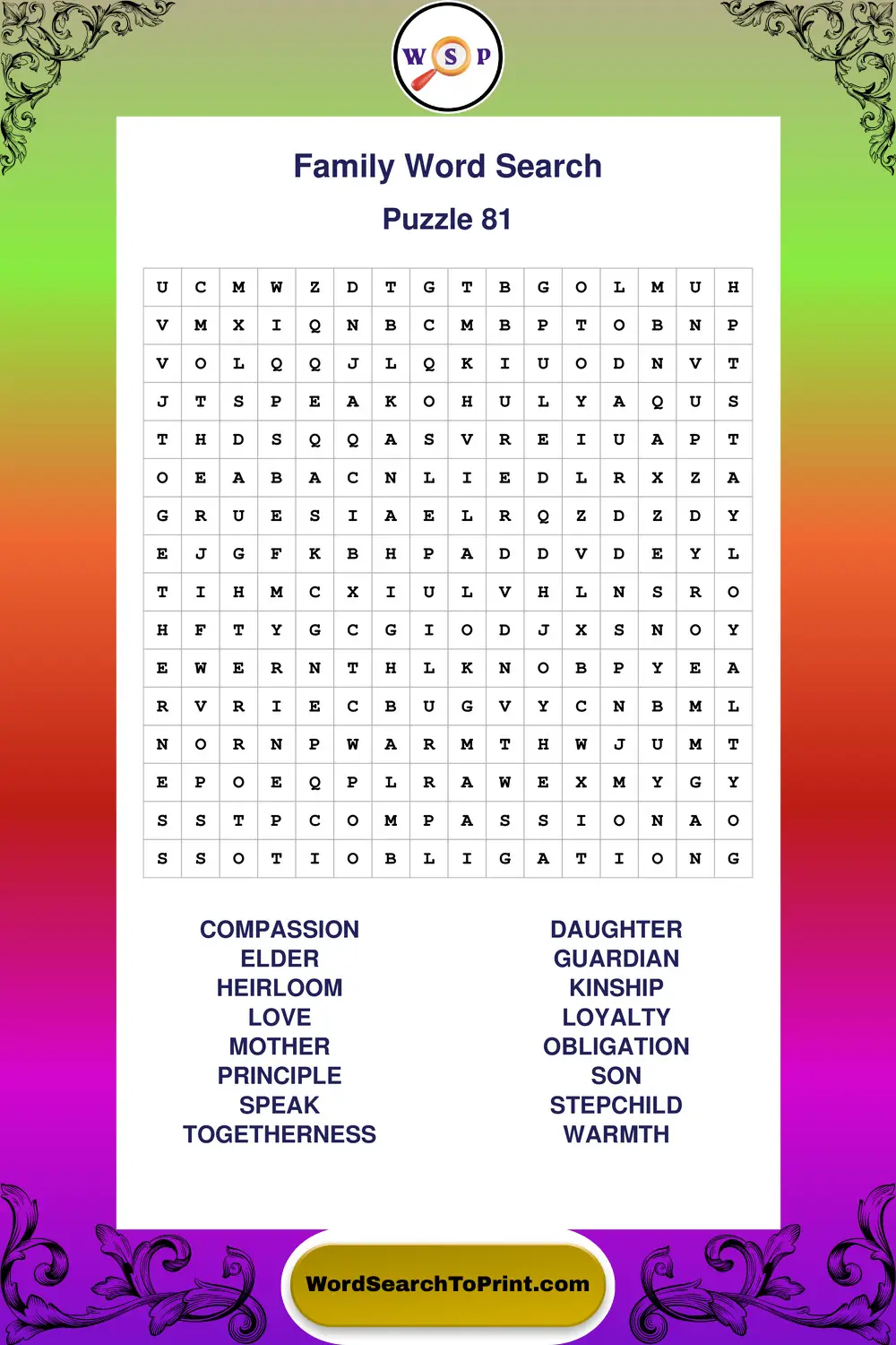 Family Word Search Puzzle 81