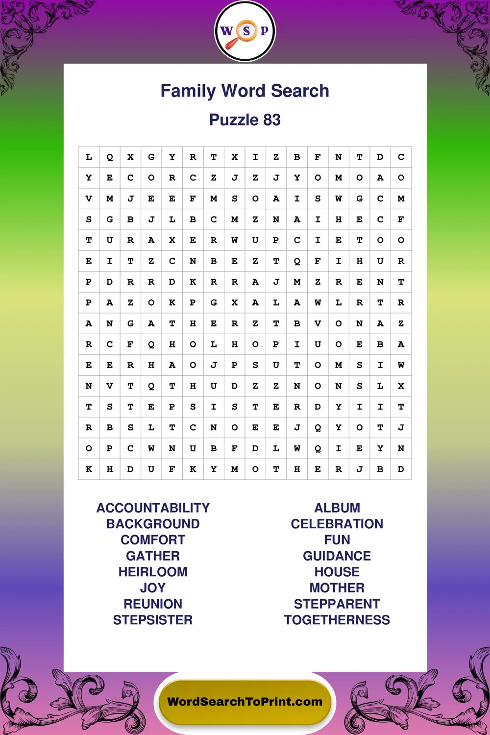 Family Word Search Puzzle 83